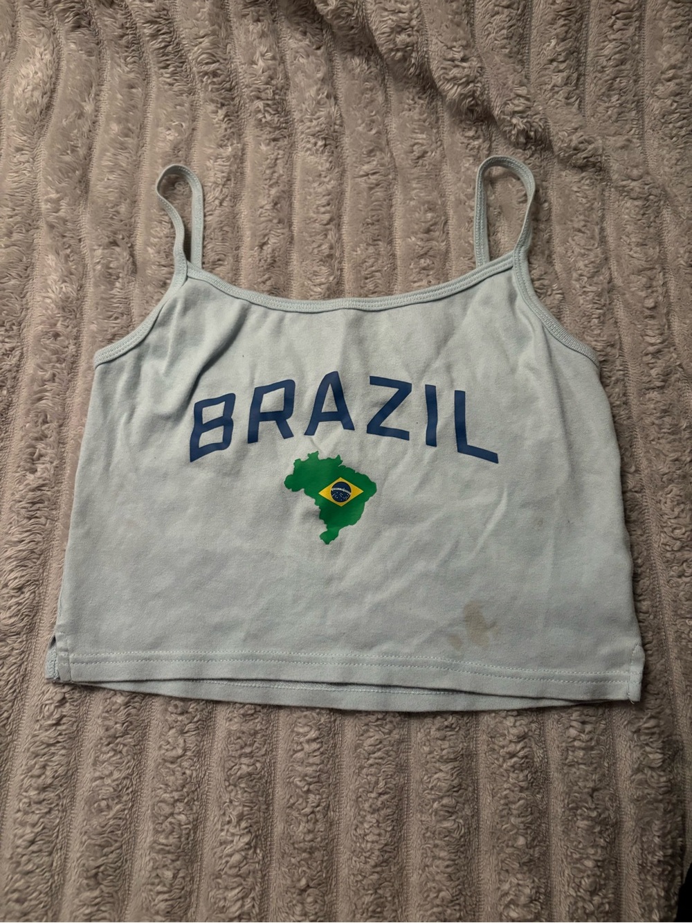 PacSun Light Blue Brazil Graphic Cropped Camisole